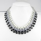 891024-102 Black Beads Necklace in Silver